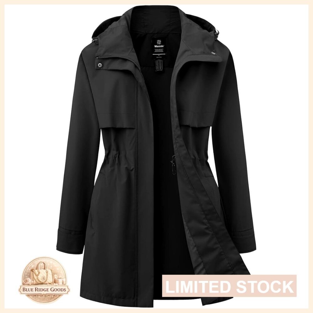 Lightweight Waterproof Raincoat Hooded Trench Windbreaker Loose Fit Outdoor